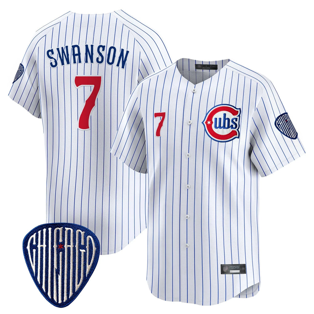 Johmsee C.Cubs #7 Dansby Swanson Player White Pinstripe Vapor Premier Limited Home Stitched Jerseys