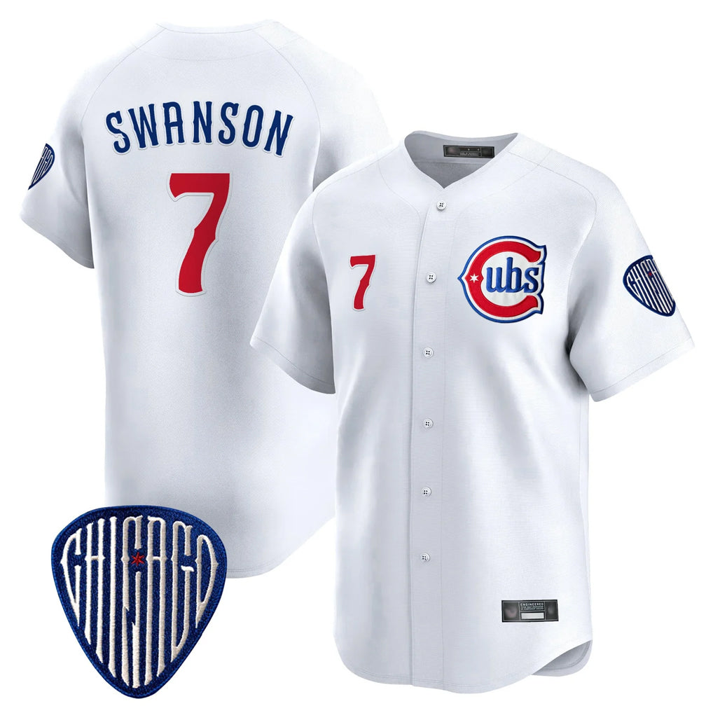 Johmsee C.Cubs #7 Dansby Swanson Player White Vapor Premier Limited Home Stitched Jerseys