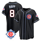Johmsee C.Cubs #8 Ian Happ Player Black Fashion Out 150th Anniversary Game Stitched Jerseys