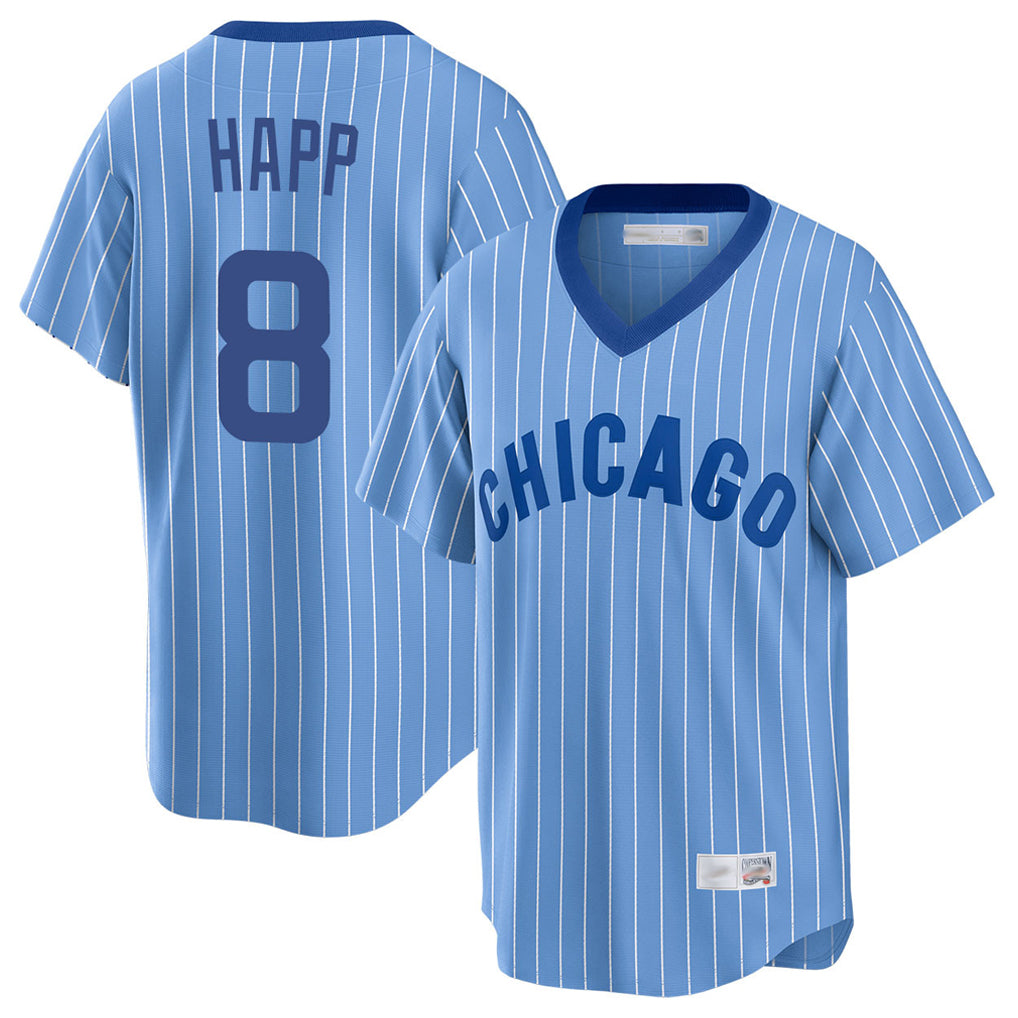 Johmsee C.Cubs #8 Ian Happ Player Blue T-shirt Cooperstown Collection Limited Stitched Jerseys