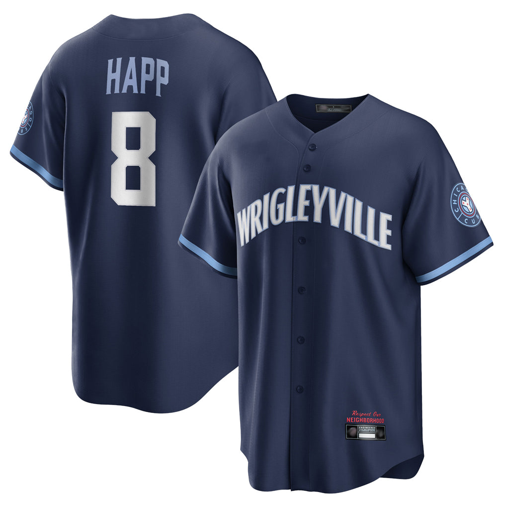 Johmsee C.Cubs #8 Ian Happ Player Navy City Connect Home Game Stitched Jerseys