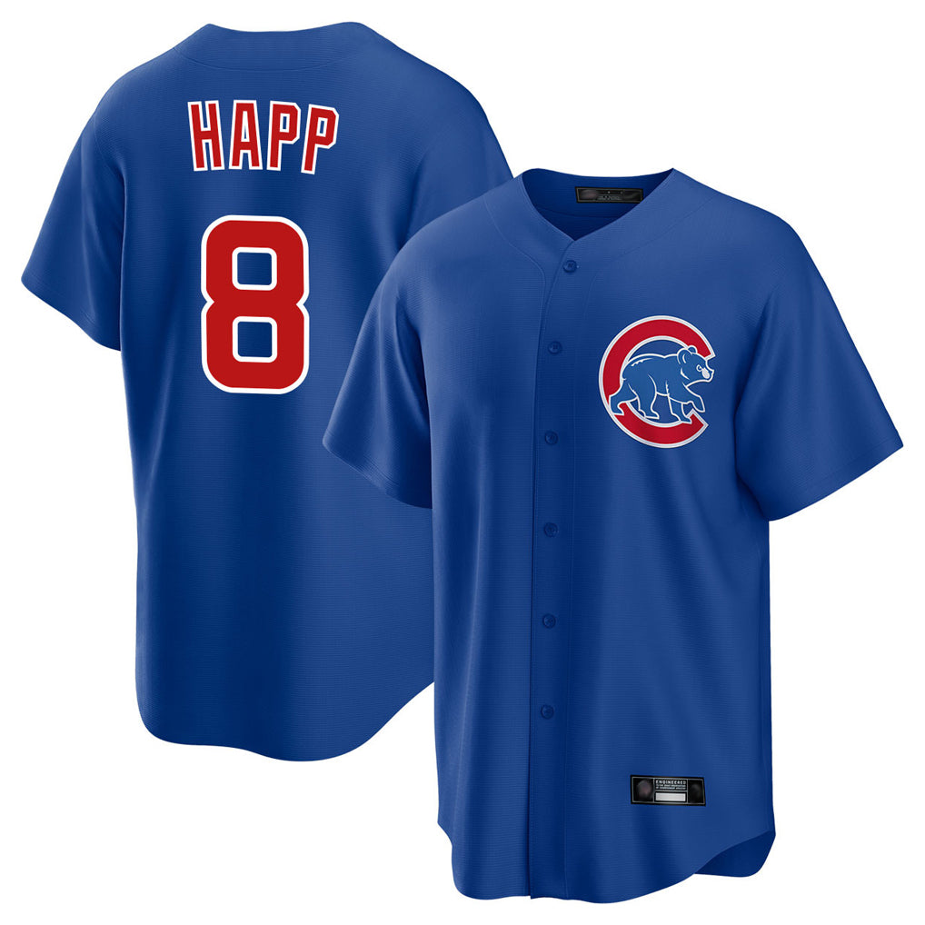 Johmsee C.Cubs #8 Ian Happ Player Royal Home Game Stitched Jerseys