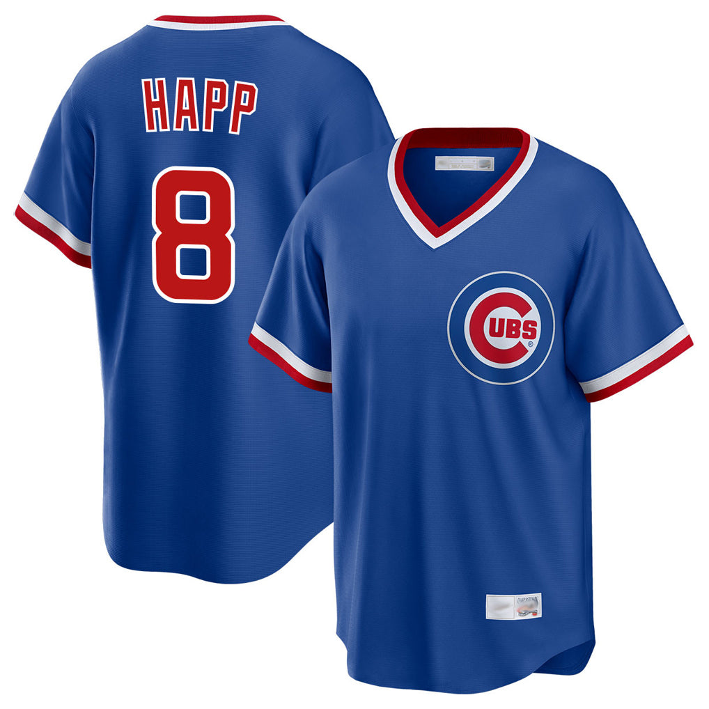 Johmsee C.Cubs #8 Ian Happ Player Royal T-shirt Cooperstown Collection Limited Stitched Jerseys