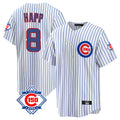 Johmsee C.Cubs #8 Ian Happ Player White 150th Anniversary Home Game Stitched Jerseys