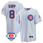 Johmsee C.Cubs #8 Ian Happ Player White 150th Anniversary Home Game Stitched Jerseys