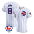 Johmsee C.Cubs #8 Ian Happ Player White 150th Anniversary Limited Elite Home Game Stitched Jerseys