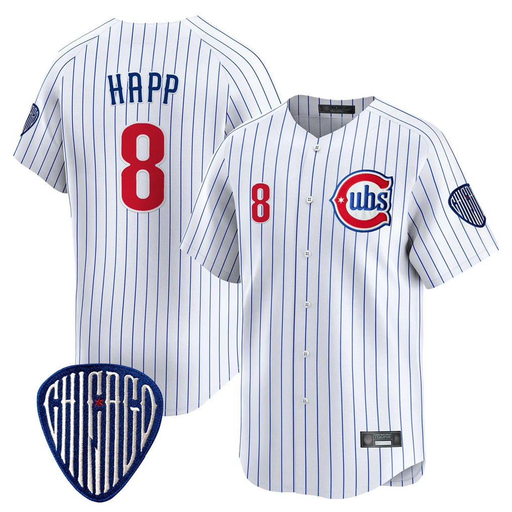 Johmsee C.Cubs #8 Ian Happ Player White Pinstripe Vapor Premier Limited Home Stitched Jerseys
