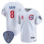 Johmsee C.Cubs #8 Ian Happ Player White Pinstripe Vapor Premier Limited Home Stitched Jerseys