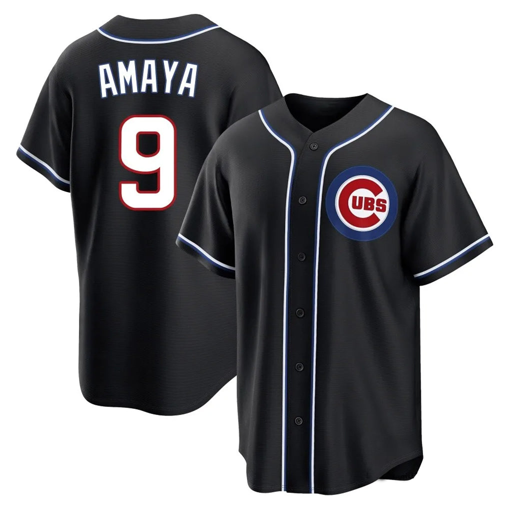 Johmsee C.Cubs #9 Miguel Amaya Player Black Fashion Out Game Stitched Jerseys