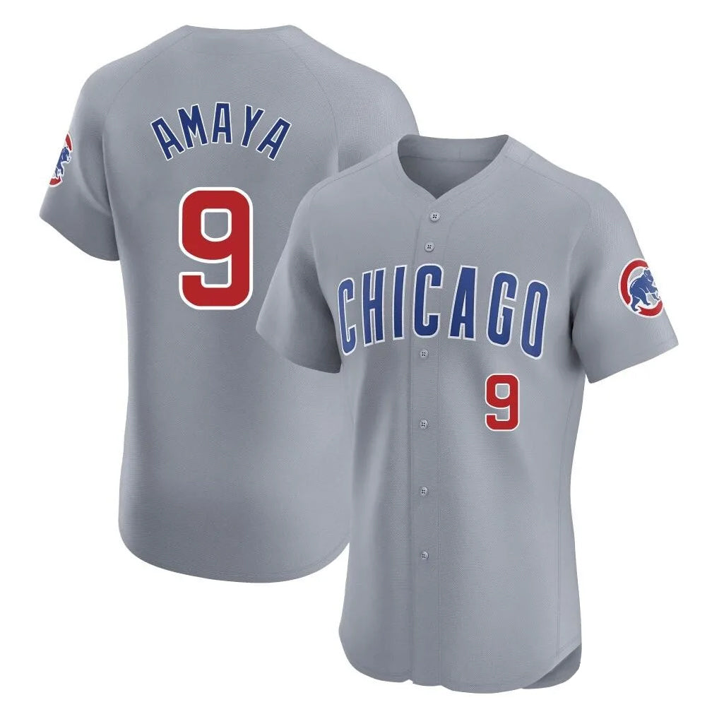 Johmsee C.Cubs #9 Miguel Amaya Player Gray Road Limited Elite Home Stitched Jerseys