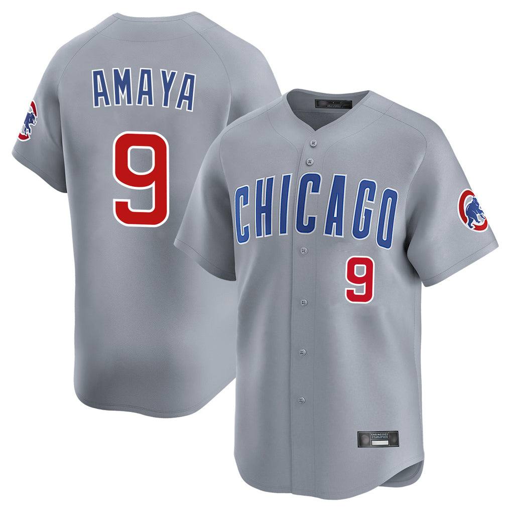 Johmsee C.Cubs #9 Miguel Amaya Player Gray Road Limited Home Stitched Jerseys