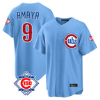 Johmsee C.Cubs #9 Miguel Amaya Player Light Blue 150th Anniversary Home Game Stitched Jerseys