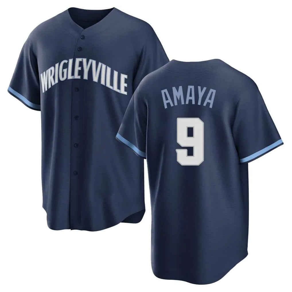 Johmsee C.Cubs #9 Miguel Amaya Player Navy City Connect Home Game Stitched Jerseys