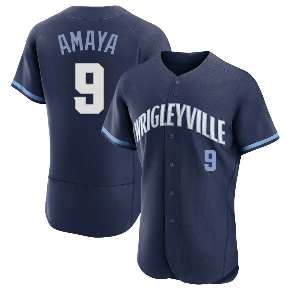 Johmsee C.Cubs #9 Miguel Amaya Player Navy City Connect Limited Elite Home Stitched Jerseys