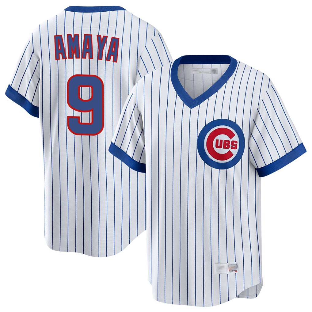 Johmsee C.Cubs #9 Miguel Amaya Player White T-shirt Cooperstown Collection Limited Stitched Jerseys