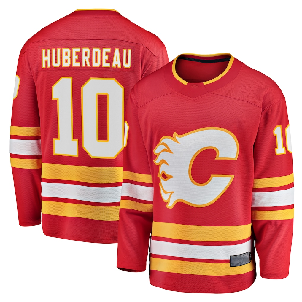 Johmsee C.Flames #10 Jonathan Huberdeau Red Home Premium Jerseys