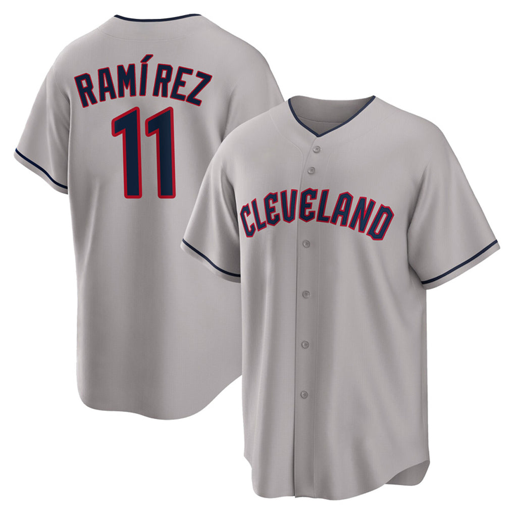 Johmsee C.Guardians #11 Jose Ramirez Player Gray Game Home Stitched Jerseys