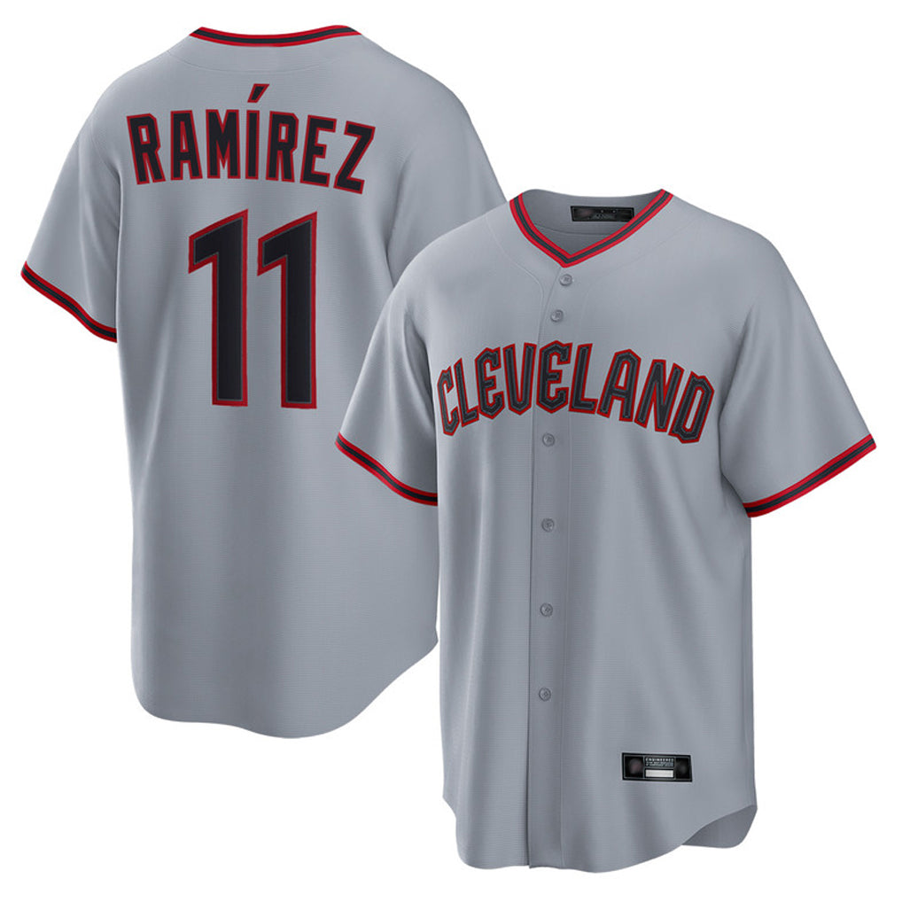 Johmsee C.Guardians #11 Jose Ramirez Player Gray Home Game Stitched Jerseys