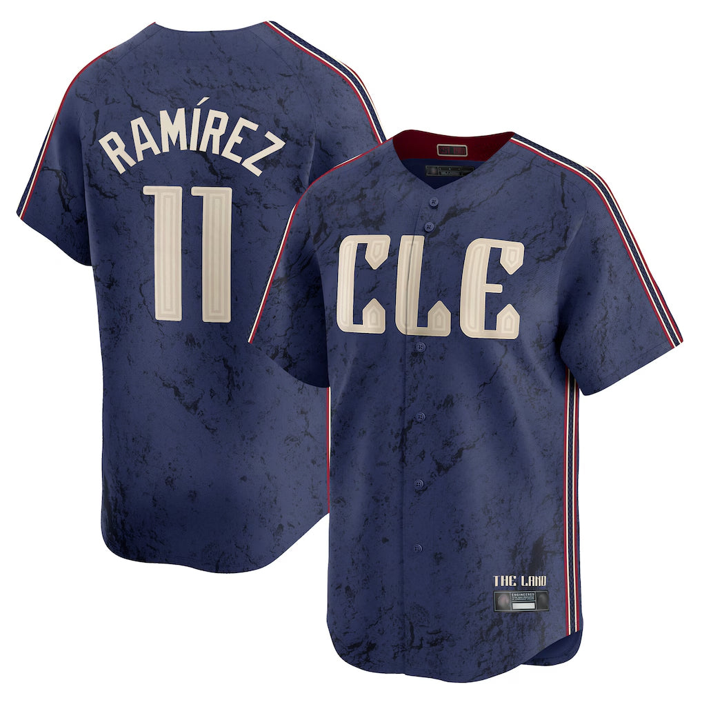Johmsee C.Guardians #11 Jose Ramirez Player Navy City Connect Limited Home Stitched Jerseys