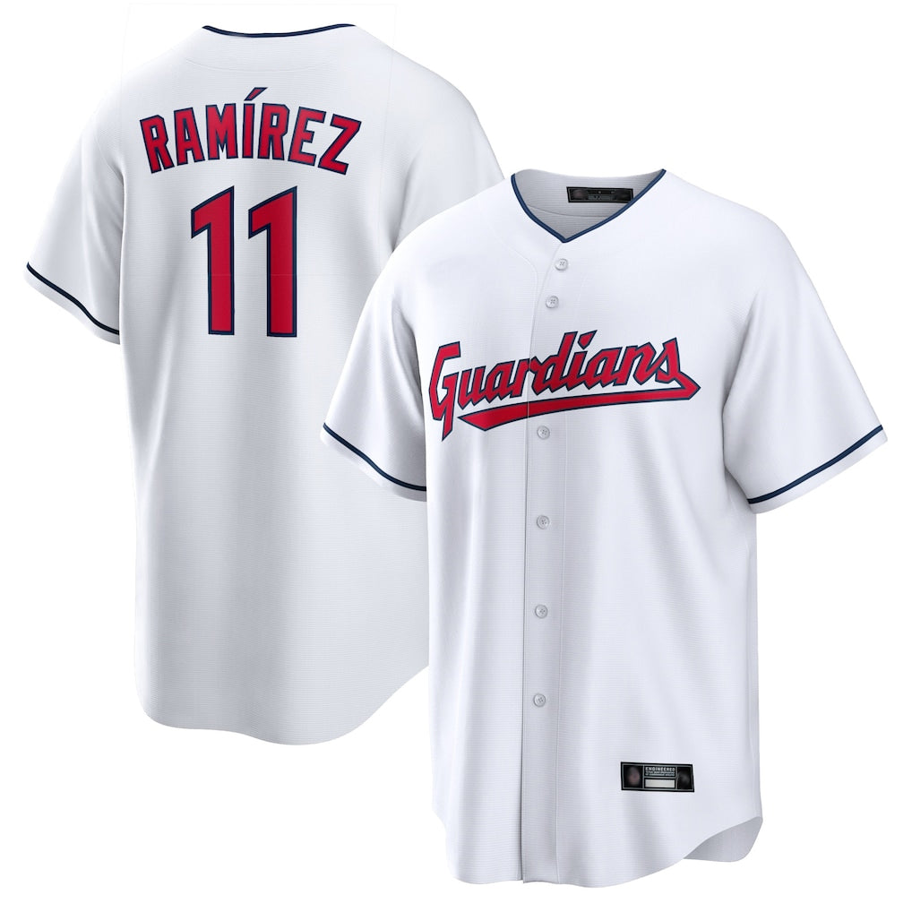 Johmsee C.Guardians #11 Jose Ramirez Player White Home Game Stitched Jerseys