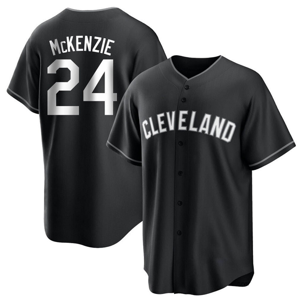 Johmsee C.Guardians #24 Triston McKenzie Player Black Home Game Stitched Jerseys