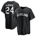 Johmsee C.Guardians #24 Triston McKenzie Player Black Home Game Stitched Jerseys