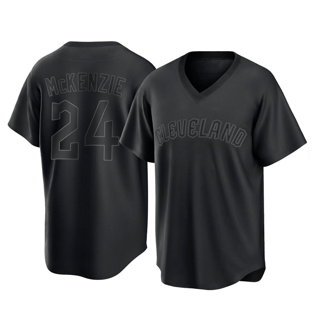 Johmsee C.Guardians #24 Triston McKenzie Player Black T-shirt Home Game Stitched Jerseys