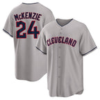 Johmsee C.Guardians #24 Triston McKenzie Player Gray Game Home Stitched Jerseys