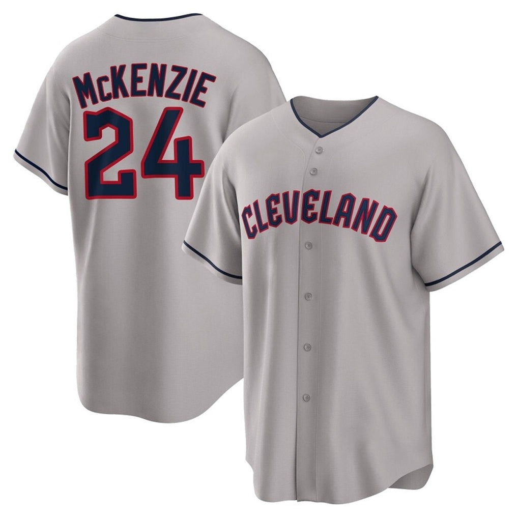 Johmsee C.Guardians #24 Triston McKenzie Player Gray Game Home Stitched Jerseys
