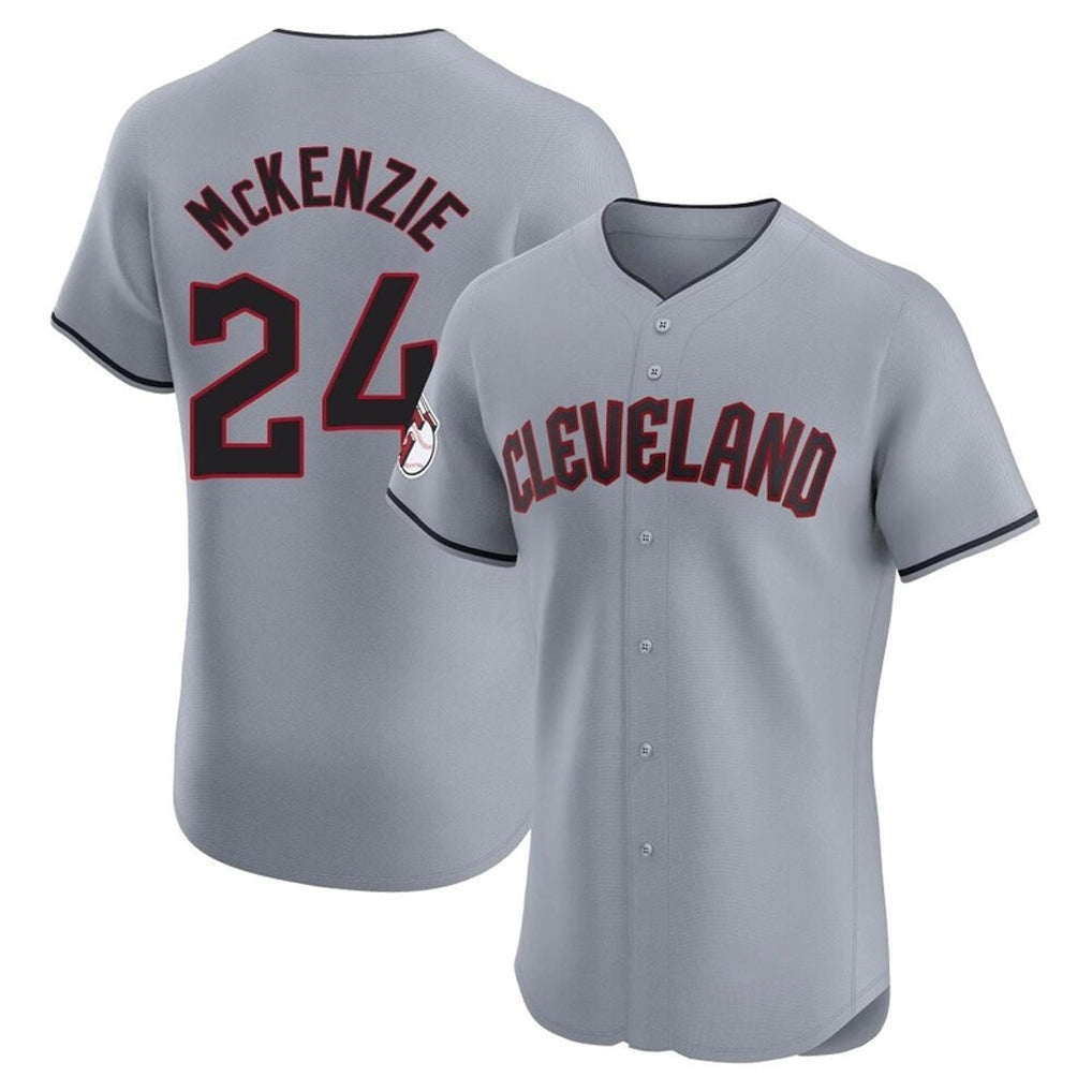 Johmsee C.Guardians #24 Triston McKenzie Player Gray Road Limited Elite Home Stitched Jerseys