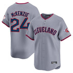 Johmsee C.Guardians #24 Triston McKenzie Player Gray Road Limited Home Game Stitched Jerseys