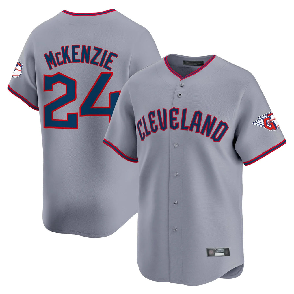 Johmsee C.Guardians #24 Triston McKenzie Player Gray Road Limited Home Game Stitched Jerseys