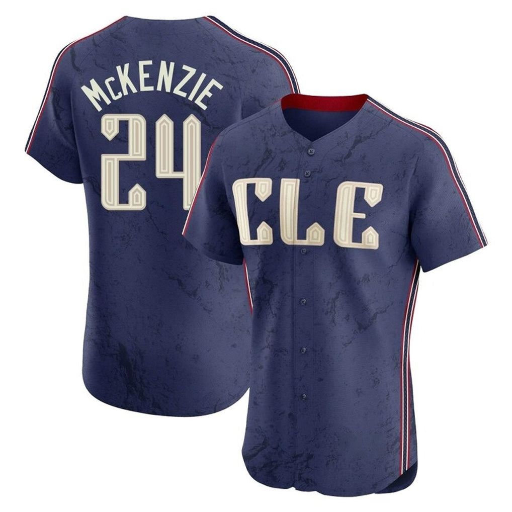 Johmsee C.Guardians #24 Triston McKenzie Player Navy City Connect Limited Elite Home Stitched Jerseys