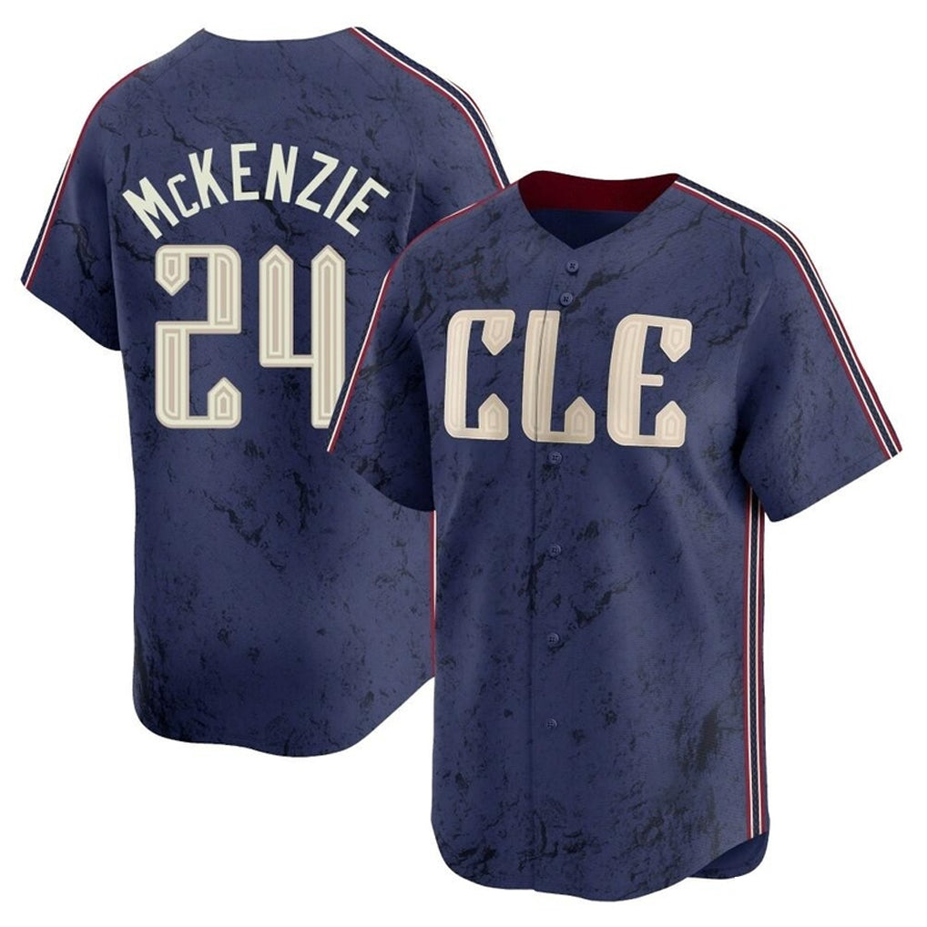Johmsee C.Guardians #24 Triston McKenzie Player Navy City Connect Limited Home Stitched Jerseys