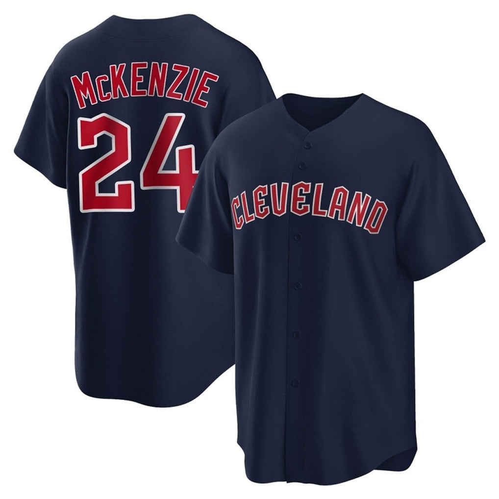 Johmsee C.Guardians #24 Triston McKenzie Player Navy Game Home Stitched Jerseys