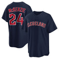 Johmsee C.Guardians #24 Triston McKenzie Player Navy Game Home Stitched Jerseys