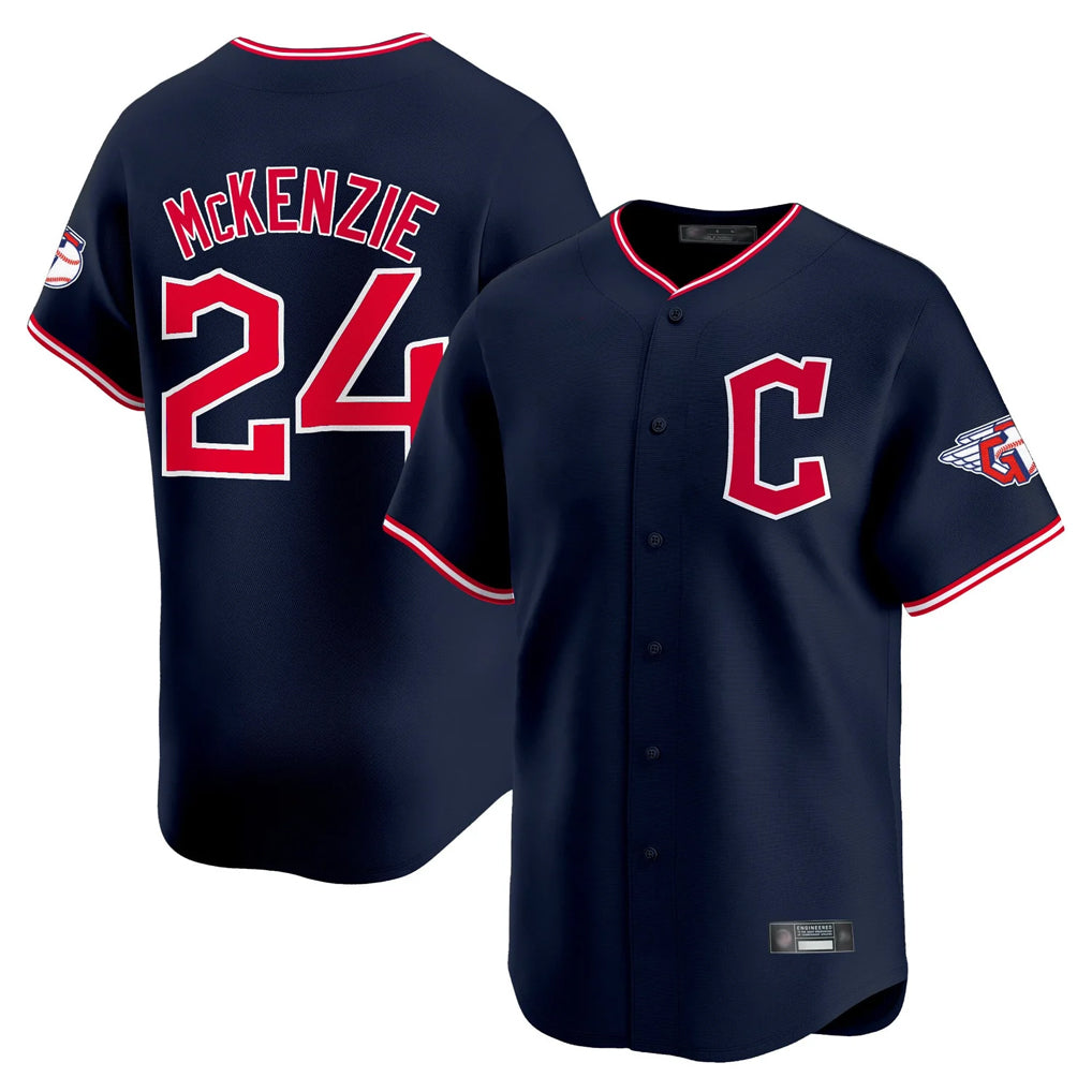Johmsee C.Guardians #24 Triston McKenzie Player Navy Limited Home Stitched Jerseys