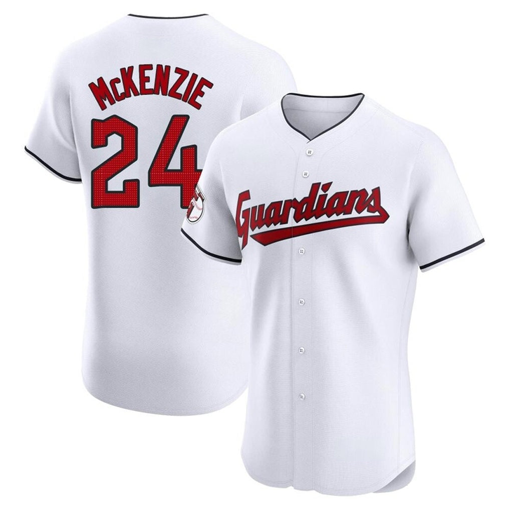 Johmsee C.Guardians #24 Triston McKenzie Player White Limited Elite Home Stitched Jerseys