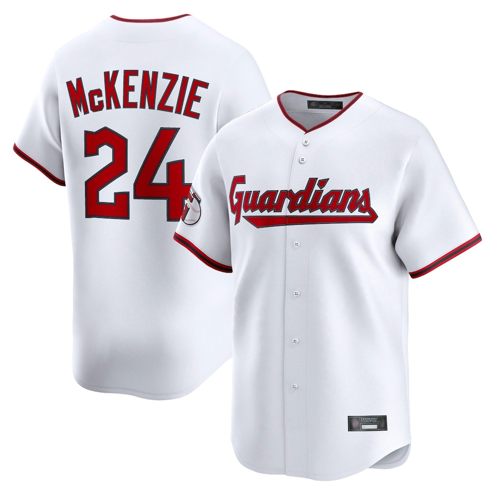 Johmsee C.Guardians #24 Triston McKenzie Player White Limited Home Game Stitched Jerseys