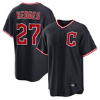 Johmsee C.Guardians #27 Austin Hedges Player Navy Game Home Stitched Jerseys
