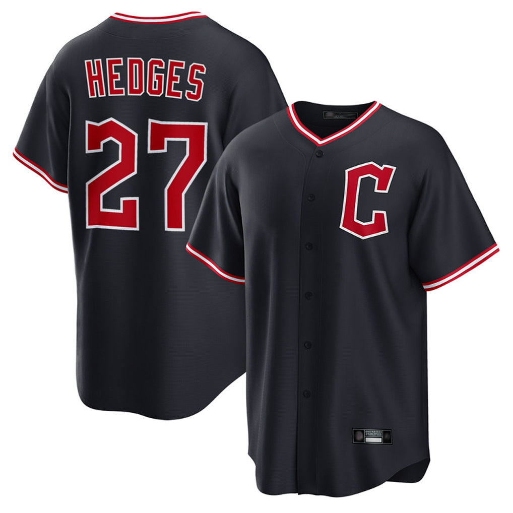 Johmsee C.Guardians #27 Austin Hedges Player Navy Game Home Stitched Jerseys