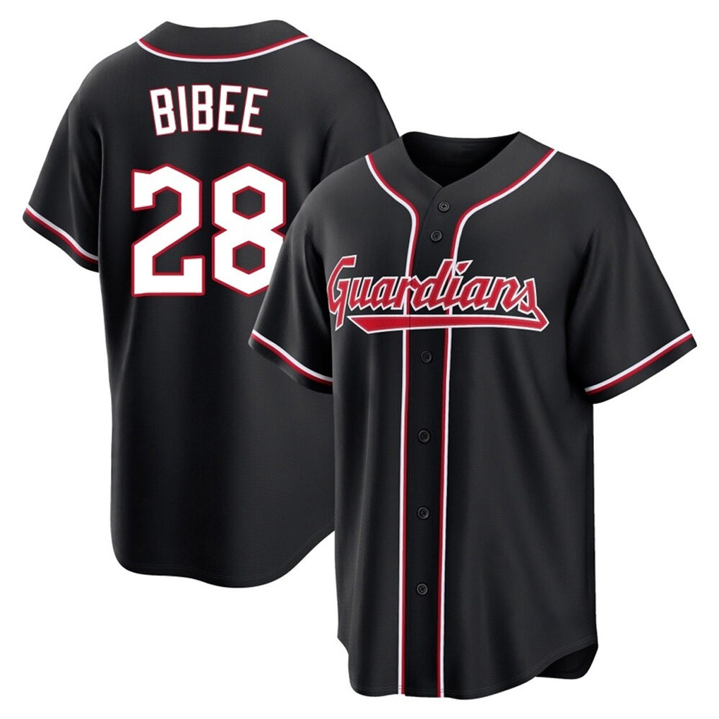 Johmsee C.Guardians #28 Tanner Bibee Player Black Fashion Out Home Game Stitched Jerseys