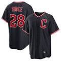 Johmsee C.Guardians #28 Tanner Bibee Player Navy Home Game Stitched Jerseys