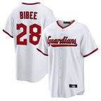 Johmsee C.Guardians #28 Tanner Bibee Player White Game Home Stitched Jerseys