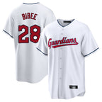 Johmsee C.Guardians #28 Tanner Bibee Player White Home Game Stitched Jerseys