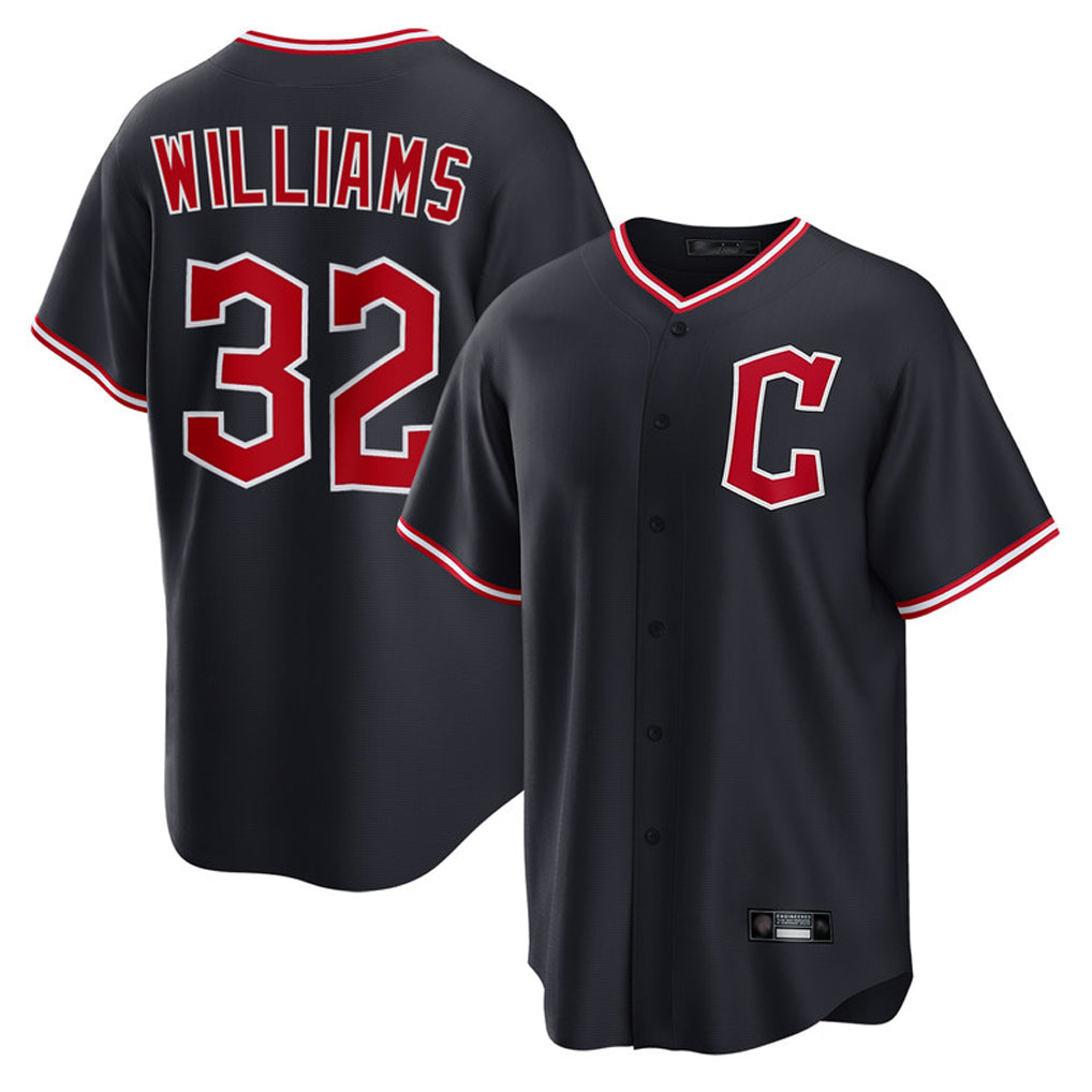 Johmsee C.Guardians #32 Gavin Williams Player Navy Home Game Stitched Jerseys