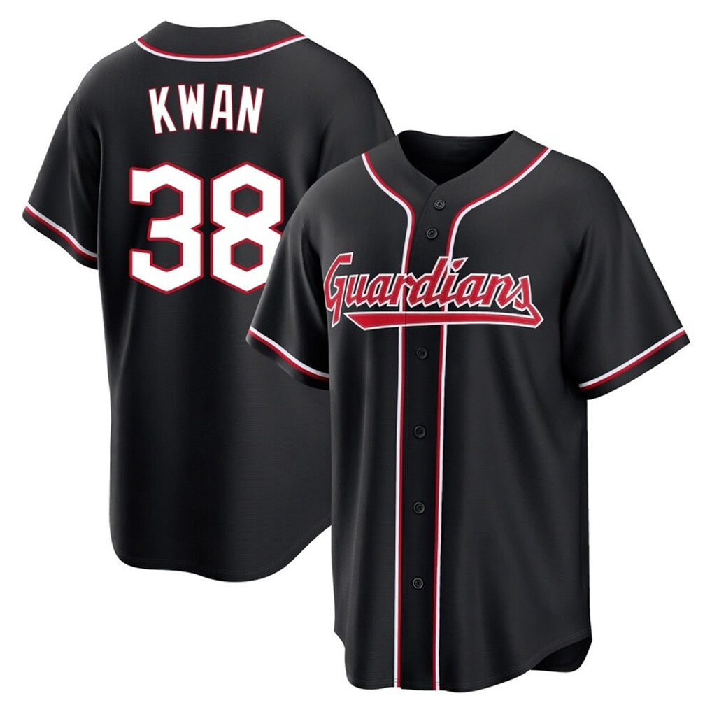 Johmsee C.Guardians #38 Steven Kwan Player Black Fashion Out Home Game Stitched Jerseys