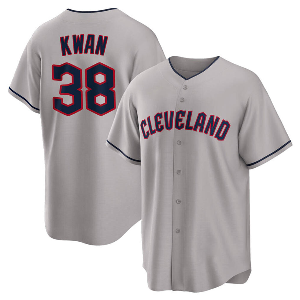 Johmsee C.Guardians #38 Steven Kwan Player Gray Game Home Stitched Jerseys