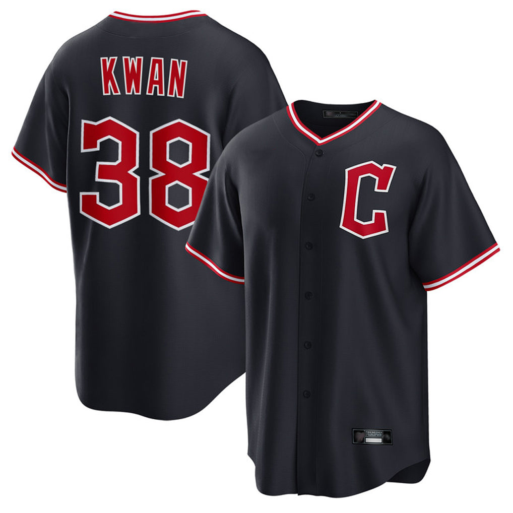 Johmsee C.Guardians #38 Steven Kwan Player Navy Home Game Stitched Jerseys
