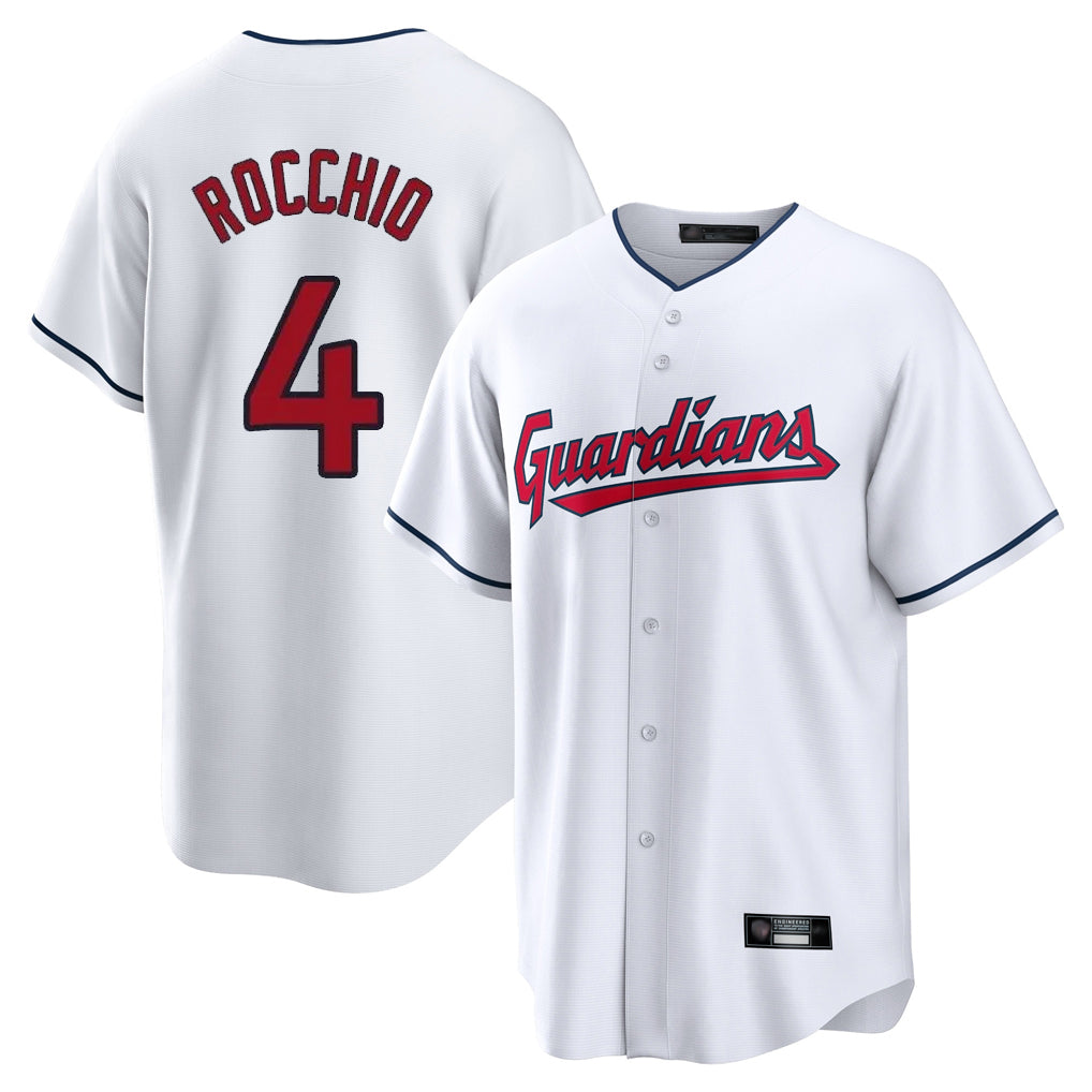 Johmsee C.Guardians #4 Brayan Rocchio Player White Home Game Stitched Jerseys